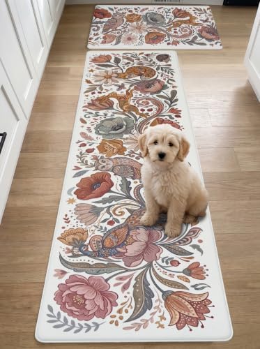 2-Piece Kitchen Mats, Waterproof, 17 x 29 + 17 x 59 in