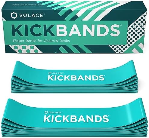 KICK BANDS Chair Bands for Kids with Fidgety Feet 12-Pack - ADHD Fidget Kickbands for Classroom Chairs & Desks - Solace Sensory Kickband (TEAL)