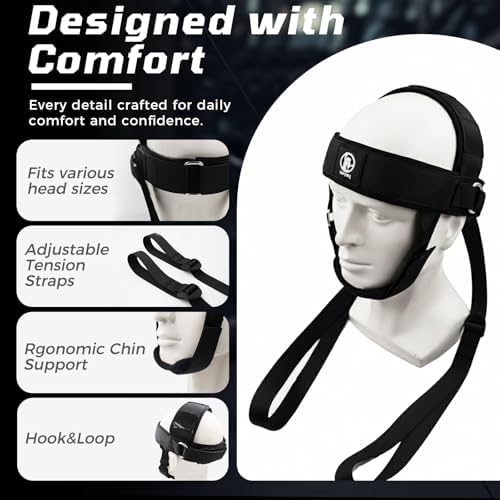 Neck Stretching Training Harness – Adjustable Chin Strap Headgear with Dual D-Rings for Neck Traction, Mobility, and Posture Support