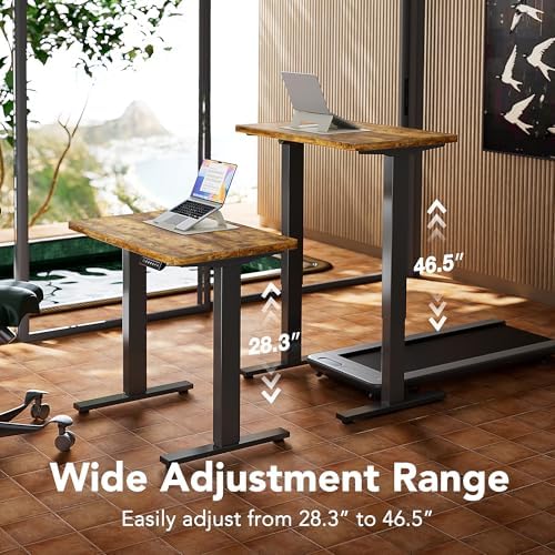 HUANUO 55x28 Inch Electric Standing Desk, Height Adjustable, Rustic Brown