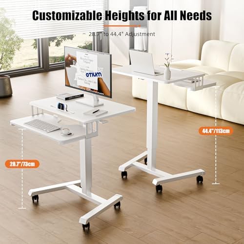 ERGOMAKER Mobile Standing Desk with Keyboard Tray, Mobile Podium, Lockable