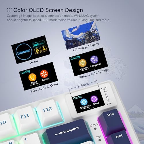 Womier SK80 75% Keyboard with Color Multimedia Display Gaming Keyboard