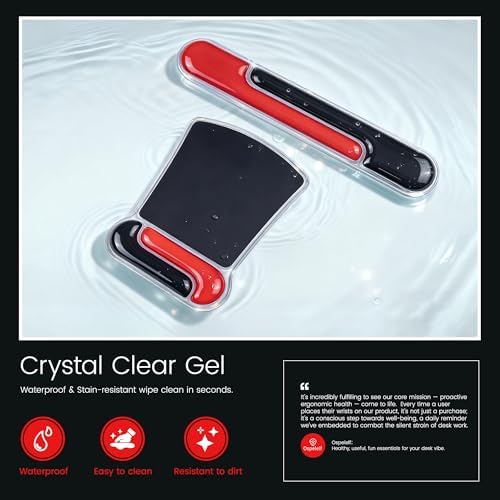 Ospelelf Mouse Pad with Wrist Rest and Ergonomic Gel Keyboard Hand Wrist, Support for Typing Gaming, Relieve Wrist Pain, Cool & Easy to Clean, for Office, Programmer, Home Computer Use, Black Red