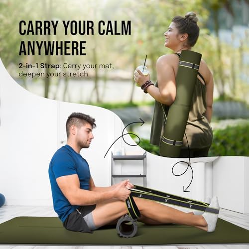 Gogokiwi Extra Wide Yoga Mat for Men Women (72"L x 36"W) Non Slip Fitness & Exercise Mat with Alignment Marks for Yoga, Pilates, Floor Workouts