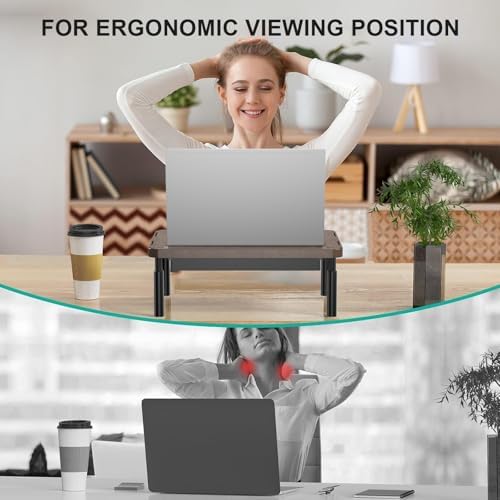 WALI Computer Monitor Stand with Storage, Monitor Riser 3 Height Adjustable