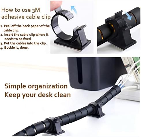 PC Cable Management Sleeve Tube Desk Cord Organizer 2 PCS Black, 7/8 inch -5 ft Cover Wrap Easy to Install Messy Wire Solution for TV Office Computer, Pet Chew and Bite Proof Cable Protector