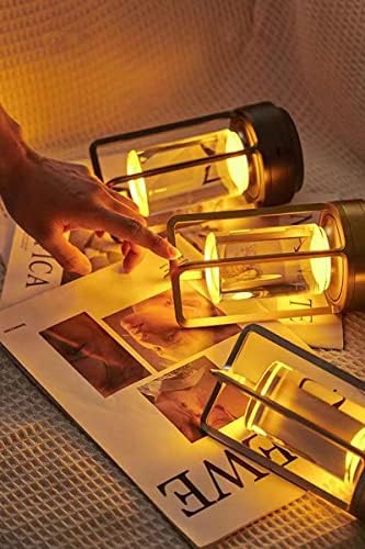 Rechargeable Cordless Small Metal Table Lamp, Stepless Dimming, 3-Color