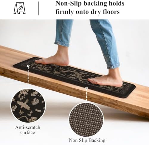 LEEVAN Anti Fatigue Kitchen Mats for Floor, Cushioned Kitchen Mat Set 2PCS
