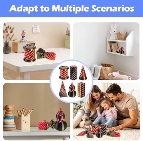 6 Pack Spinning Fidget Toys Golden Orange 3D Printed Desk Decor Set