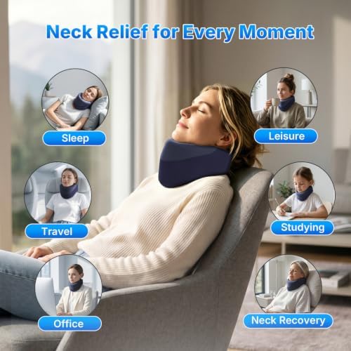 Yunari Cordless Neck Brace for Cervical Spine, Neck Posture Corrector with Intelligent Adjust and Hot Compress Function, Neck Support Brace for Men and Women