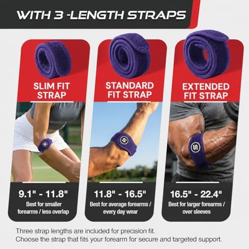 Sleeve Stars Tennis Elbow Brace Men & Women, 9"-23" (Single/Dark Purple)