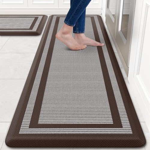 2PCS Kitchen Rugs Cushioned Anti-Fatigue Kitchen Mats Comfort Standing Mat