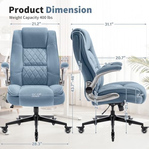Fabric High Back Office Chair, Thick Padded Ergonomic Computer Desk Chair