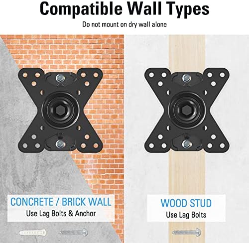 Mounting Dream TV Mount for Most 10-26 inch TVs and Monitors, Monitor Wall Mount with Swivel Tilt Rotation, TV Bracket up to VESA 100x100mm and 33LBS.