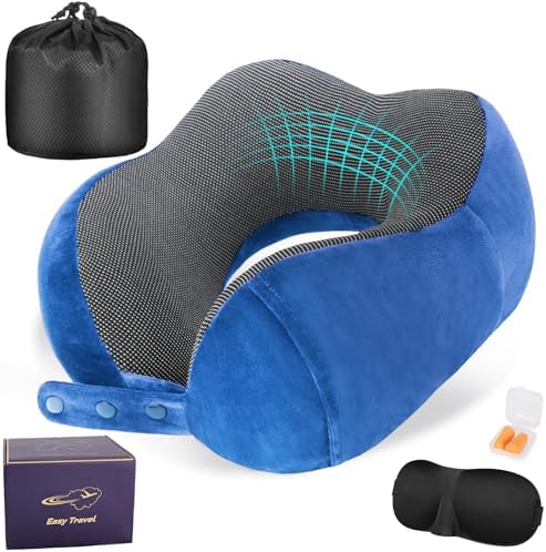 Cirorld Neck Pillow for Traveling, Travel Pillows for Airplanes Dark Blue