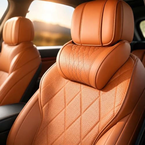 Universal Memory Foam Car Headrest Neck Pillow Adjustable Driving (Orange)