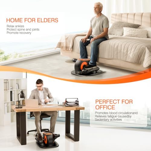 Under Desk Elliptical Machine, Electric Ellipse Leg Exerciser While Sitting for Seniors, Quiet Portable Elliptical Machine with 12 Adjustable Speeds, Seated Pedal Exerciser with Remote Control