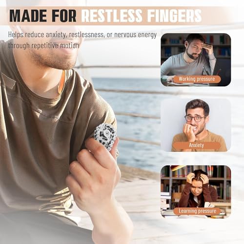 Fidget Spinner Toy for Adults Metal Figette Bike Chain for Adult Men Pain Stim ADHD Teen Cool Gadgets Quiet Desk Offices Anxiety Relief Items Stress Tool Sensory Spiky - Black 2pc