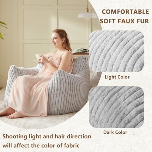 Achicsofar Bean Bag Chair for Adults Teens, Comfy Faux Fur Beanbag Armchair