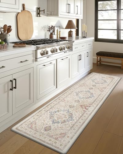 DEXI Kitchen Floor Mats Cushioned Anti Fatigue Runner 24x87 Mottled Beige