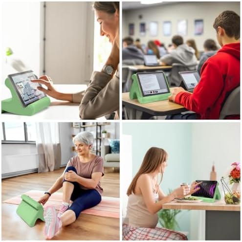 Universal Multi-Angle Tablet Stand Holder-Soft Pad Stand with black phone holder for Lap,Knee,Sofa and Bed,Compatible with iPad Pro 9.7,10.5,12.9 Air Mini 4 3,Kindle,Galaxy Tab,E-Reader (Green)