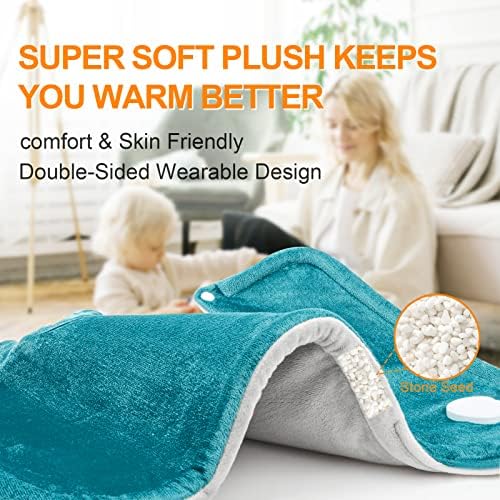 Heating Pad for Neck and Shoulders, 2lb Weighted Neck Heating Pad for Back Pain Relief 6 Heat Settings, 4 Auto-Off Timer, Gifts for Women Men Mom for Christmas, Birthday, Mother's Day,17"x23" Sky Blue