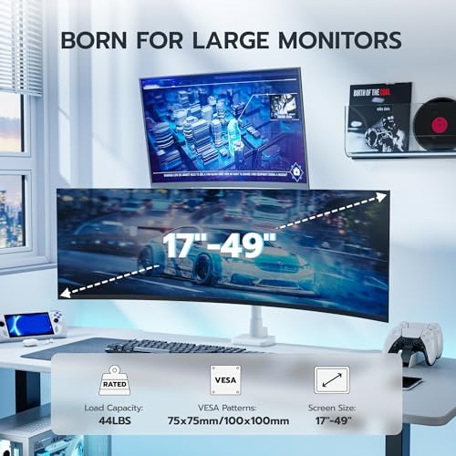 ARES WING Dual Monitor Mount for 17-49 Inch Screen, White