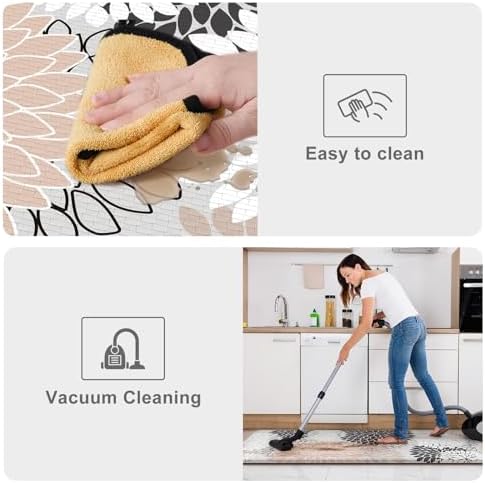KIMODE Anti Fatigue Kitchen Mats for Floor, Boho Floral Kitchen Rugs Sets of 2, Non Slip Waterproof Kitchen Floor Mats, Memory Foam Kitchen Mat for Sink, Laundry, Office, Desk Pink 20"x47"+20"x32"