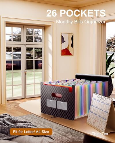 ThinkTex Accordion File Organizer, 26 Pockets Expanding File Folders