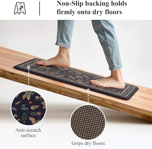 LEEVAN Anti Fatigue Kitchen Mats for Floor, Cushioned Kitchen Mat Set 2PCS