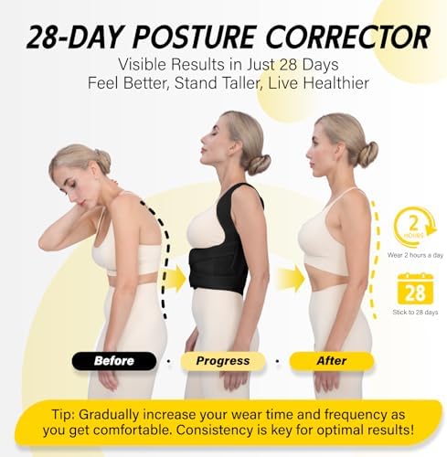 Back Brace Posture Corrector for Women & Men, Adjustable Full Back Support, Shoulder Straightener for Upper & Lower Back Pain Relief-Scoliosis, Hunchback, Waist Trainer (Small, Balck)