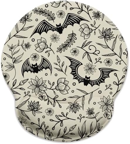 LIMKRIAN Goth Bat Ergonomic Mouse Pad with Gel Wrist Rest, 9.8 x 8.6 in
