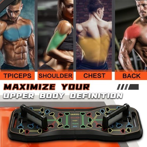 LALAHIGH Push Up Board,36 in 1 Home Gym Equipment with Ab Roller Wheel & Resistance Bands, Portable Foldable Workout Board for Full Body Strength Training Men Women,Gift for Boyfriend