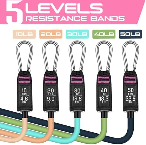 Resistance Bands with Handles, 5 Level Exercise Bands, 150LBS Workout Bands