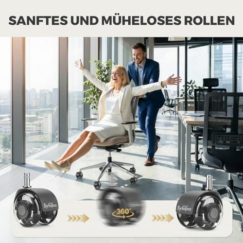 Office Chair Wheels 2" Desk Chair Caster Wheels Smooth Roller Style Quiet for Carpet and Hardwood Floors Universal Fit 11x22 mm Set of 5 Dark Grey
