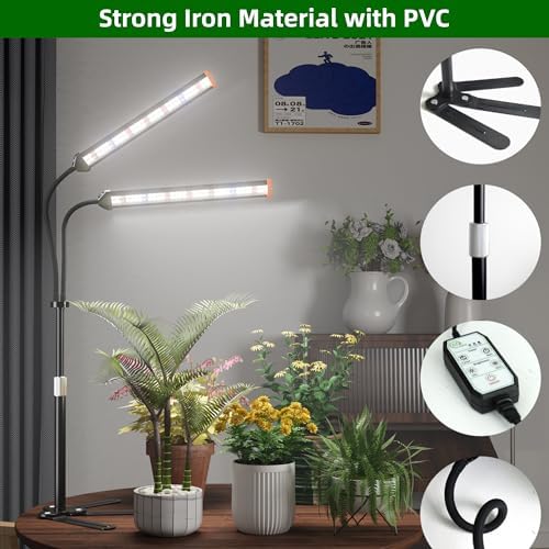 GooingTop Grow Light for Indoor Plants,Height 10-32'' with Dimming & Timer