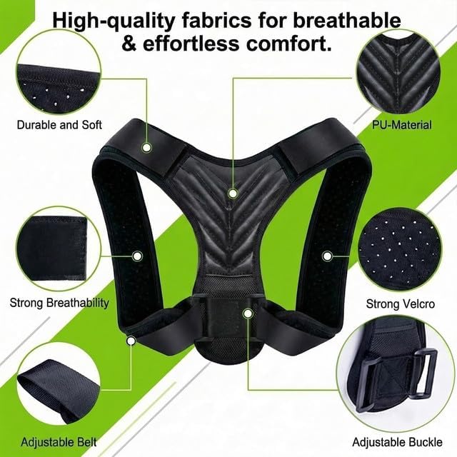 Posture Corrector for Women & Men, Adjustable Back Support Brace with Y-Shape, Lightweight Shoulder Straightener for Sitting, Desk Work & Daily Wear, Helps Improve Slouching & Alignment (Medium)