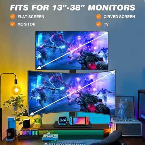 Dual Monitor Stand VESA Mount for 13-38 Inch Screens up to 44lbs