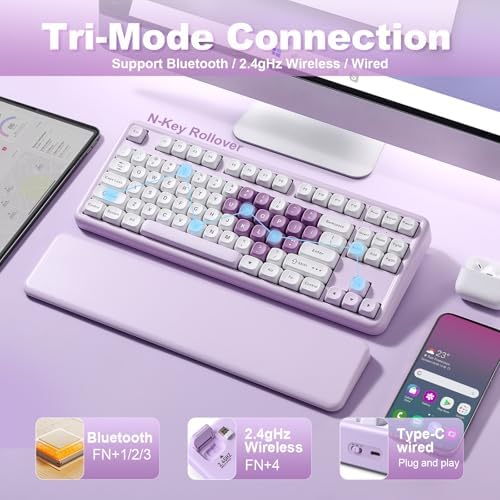 YUNZII B87 TKL Wireless Mechanical Keyboard (Purple Heart, MilkV2)