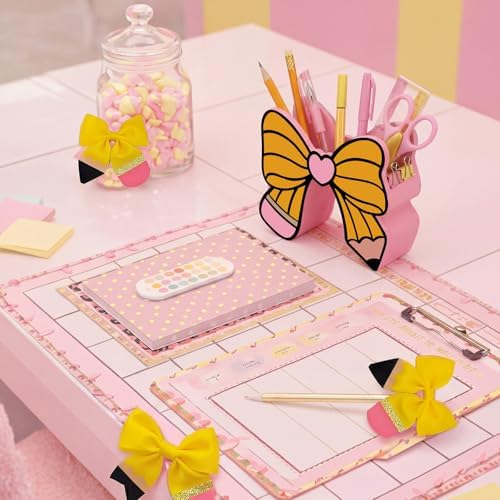 Tenceur Back to School Teacher Supplies Pencil Bow Pen Holder for Desk Large Capacity Pencil Holder Cute Desk Organizer for Classroom Office Makeup Brush Holders Christmas Decor Gift for Girls Women