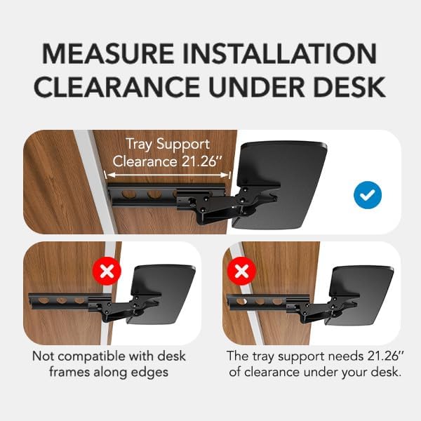 HUANUO Under Desk Keyboard Tray, 360 Degree Adjustable Mouse Platform