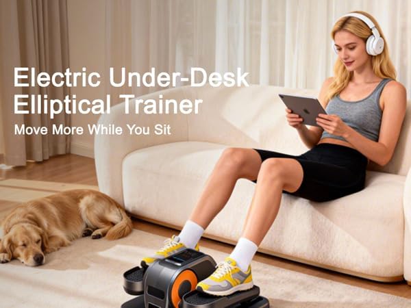 Under Desk Elliptical Machine, Quiet Seated Leg Exerciser for Home Office, Adults and Seniors, Remote Control, 12 Speeds, 3 Auto Modes, Forward/Reverse, Fully Assembled, Gray