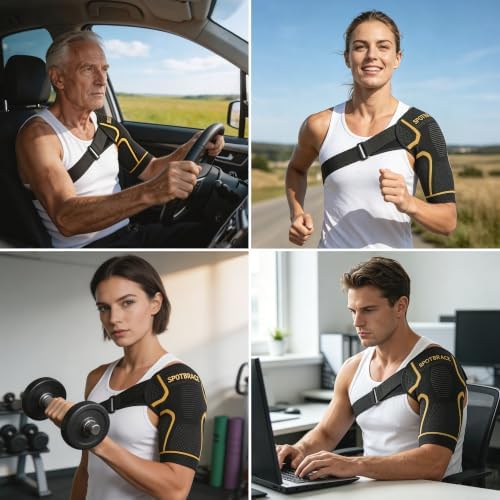 SPOTBRACE Shoulder Compression Sleeve Adjustable Shoulder Support Brace, XL