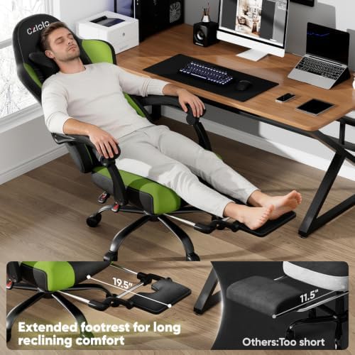 Czlolo Fabric Big and Tall Gaming Chair with Extended Footrest