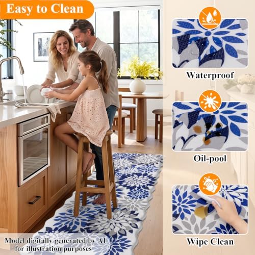 HEBE Anti Fatigue Kitchen Rugs Set of 3, Cushioned Kitchen Mats for Floor