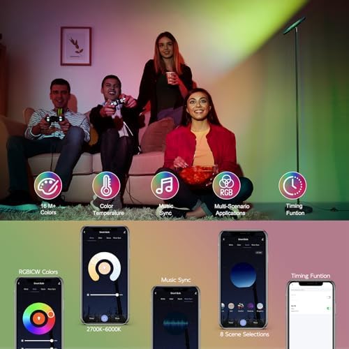 SUNMORY RGB Floor Lamps for Living Room, LED Lamp with APP Remote Control