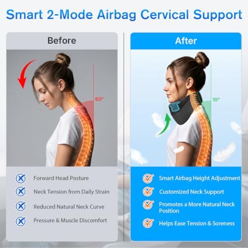Yunari Cordless Neck Brace for Cervical Spine, Neck Posture Corrector with Intelligent Adjust and Hot Compress Function, Neck Support Brace for Men and Women