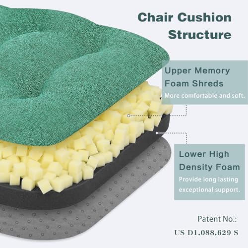 baibu Dining Chair Cushions, 2 Pack, 16.5 x 16.5 x 3.5 in, Turquoise Green