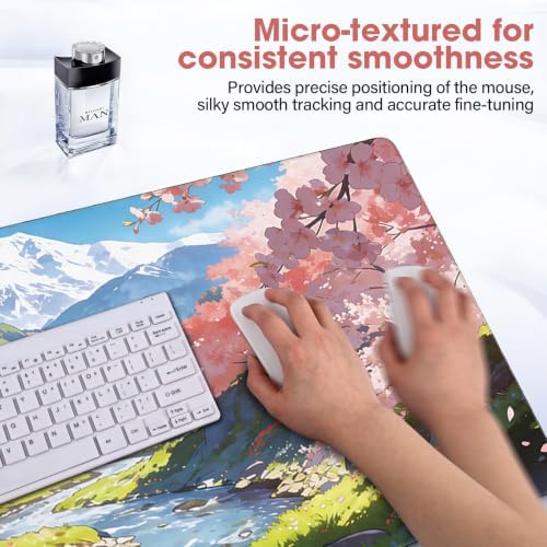 Cherry Blossom Anime Large Gaming Mouse Pad Waterproof Desk Mat