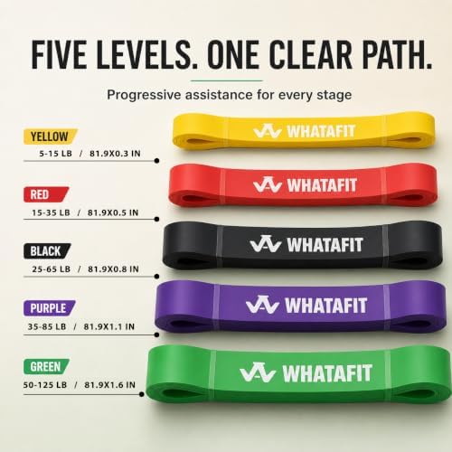 WHATAFIT Resistance Bands, 5 Level Pull Up Assistance Bands for Working Out